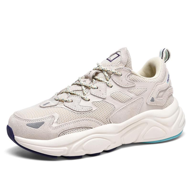 Echtes Leder Herren Chunky Laufschuhe für Frauen Leichte Komfort Jogging Sportschuhe Mesh Pendler Walking Schuhe Sneakeres 44 von Joom DACH