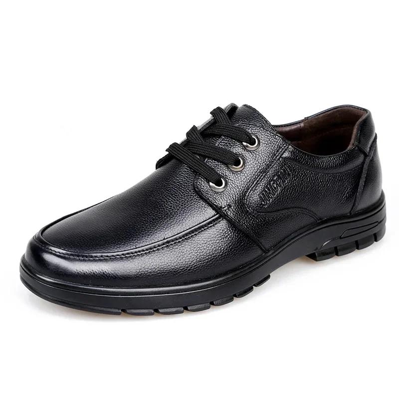 Echtes Leder Herren Freizeitschuhe Luxus Britische Business Herren Schuhe Mode Runde Zehen Schnürung Herbst Winter Alte Herrenschuhe 38 von Joom DACH