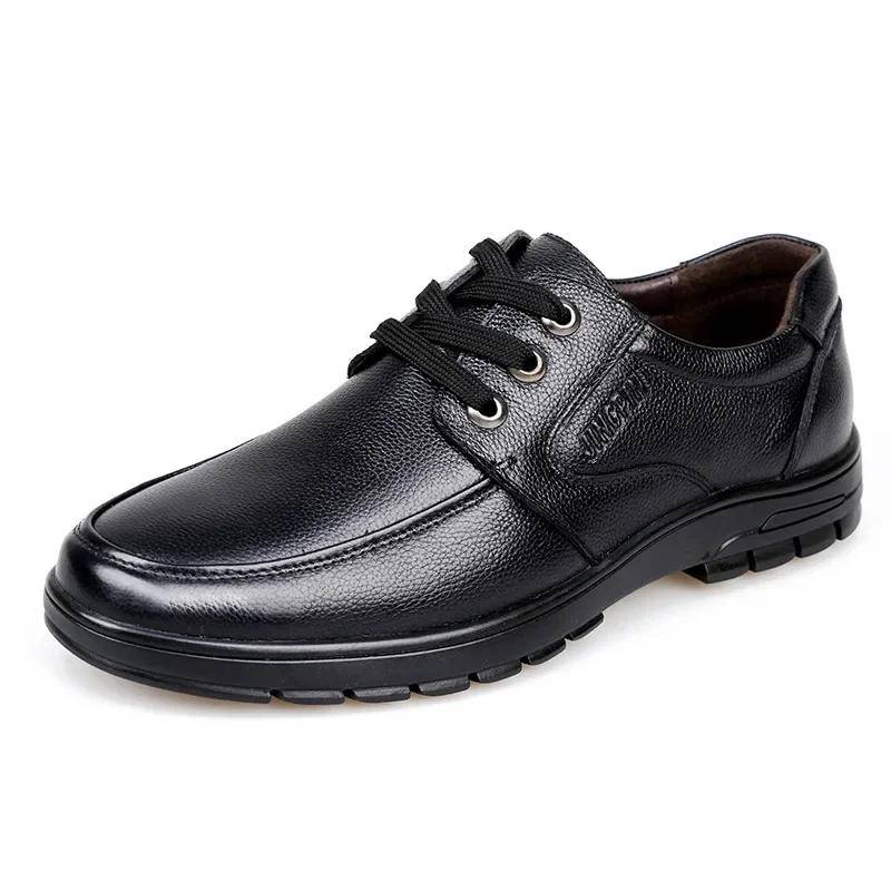 Echtes Leder Herren Freizeitschuhe Luxus Britische Business Herren Schuhe Mode Runde Zehen Schnürung Herbst Winter Alte Herrenschuhe 45 von Joom DACH