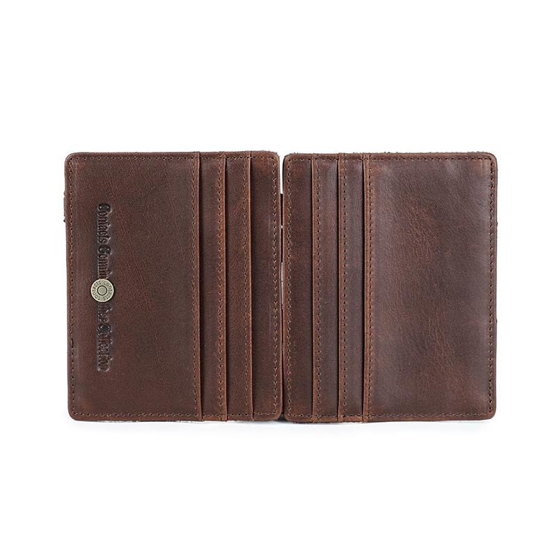 Echtes Leder Herren Magic Wallet Kartenhalter Slim Bifold Mini Geldscheinklammer RFID Herren Geldbörse Style 1 kaffeebraun von Joom DACH
