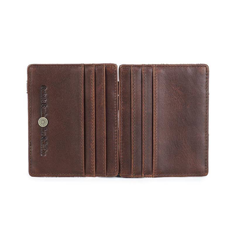 Echtes Leder Herren Magic Wallet Kartenhalter Slim Bifold Mini Geldscheinklammer RFID Herren Geldbörse Style 1 kaffeebraun von Joom DACH