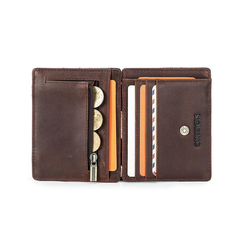 Echtes Leder Herren Magic Wallet Kartenhalter Slim Bifold Mini Geldscheinklammer RFID Herren Geldbörse Style 2 kaffeebraun von Joom DACH