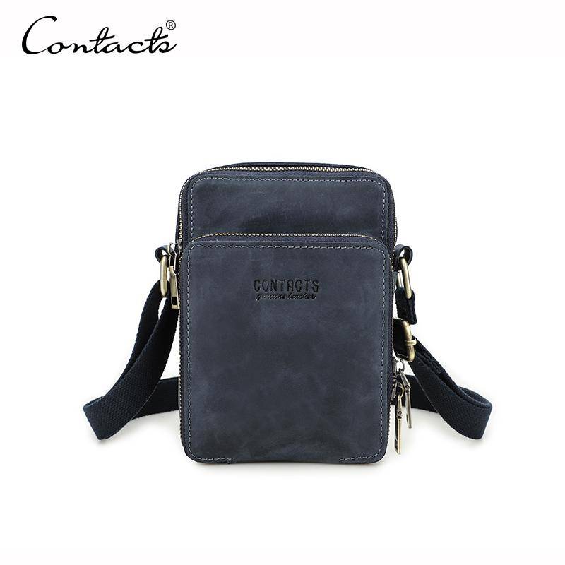 Echtes Leder Herren Mini Umhängetaschen Messenger Bags Reisen Lässige kleine Umhängetasche dunkelblaue von Joom DACH