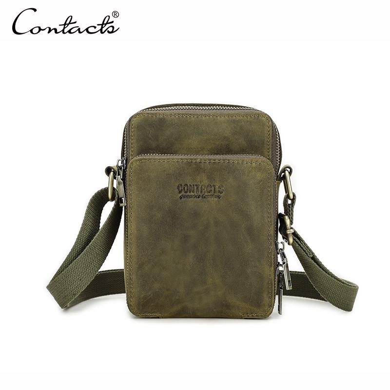Echtes Leder Herren Mini Umhängetaschen Messenger Bags Reisen Lässige kleine Umhängetasche armee grüne von Joom DACH