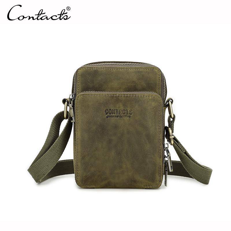 Echtes Leder Herren Mini Umhängetaschen Messenger Bags Reisen Lässige kleine Umhängetasche armee grüne von Joom DACH