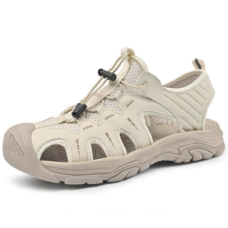 Echtes Leder Herren Sandalen Sommer Männer Strand Sandalen Outdoor Sandalen für Männer 45 beige von Joom DACH