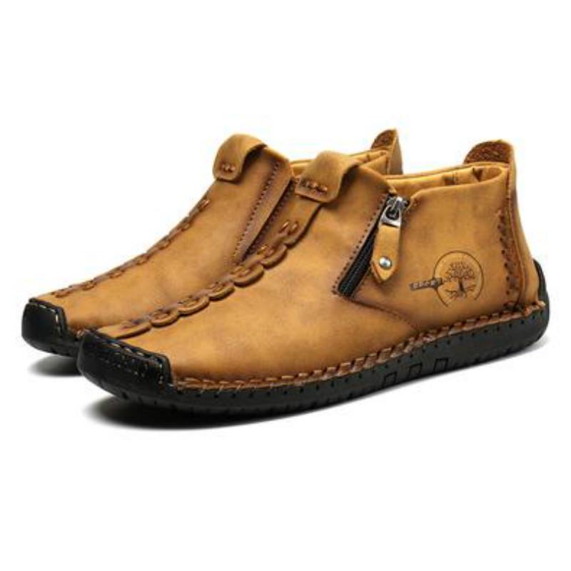 Echtes Leder Herren Stiefel Mode Reißverschluss Schuhe Leder Herren Stiefeletten 43 gelb von Joom DACH