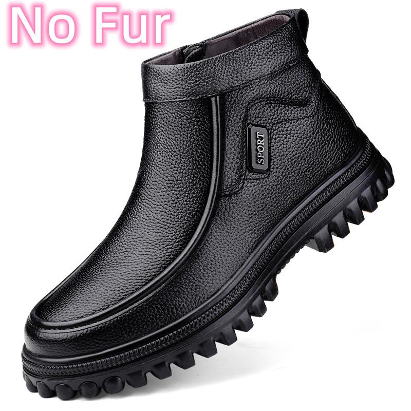 Echtes Leder Herren Stiefeletten Seitlicher Reißverschluss Herren Freizeitschuhe Hohe Qualität Business Low Top Schuhe Herren Winter Plüsch Schneestiefel 43 von Joom DACH