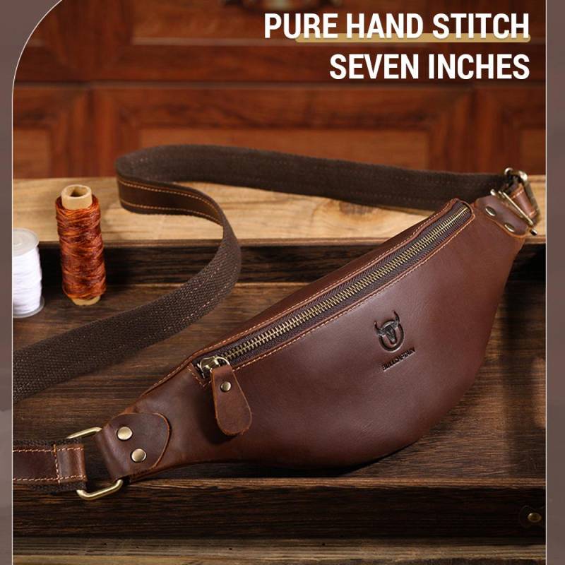 Echtes Leder Hüfttasche Vintage Fanny Pack Herren Rindsleder Umhängetasche Gürteltasche Umhängetasche kaffeebraun von Joom DACH