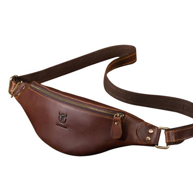 Echtes Leder Hüfttasche Vintage Fanny Pack Herren Rindsleder Umhängetasche Gürteltasche Umhängetasche kaffeebraun von Joom DACH
