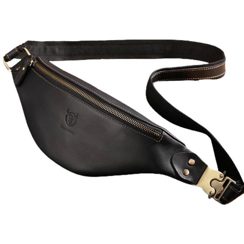 Echtes Leder Hüfttasche Vintage Fanny Pack Herren Rindsleder Umhängetasche Gürteltasche Umhängetasche schwarz von Joom DACH