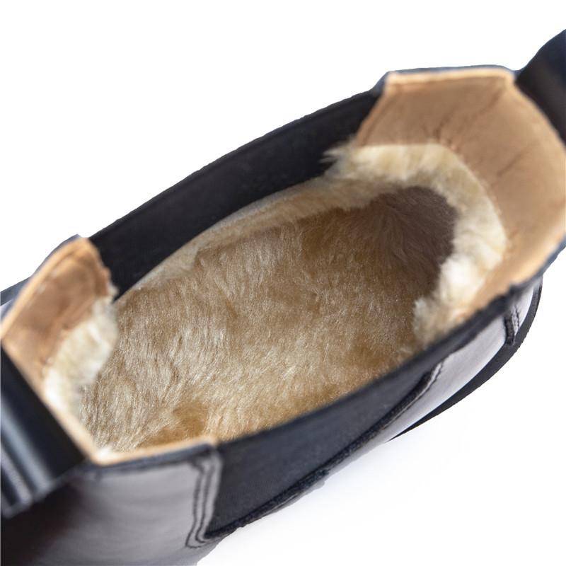 Echtes Leder Kamin-Stiefel Damen Herbst und Winter Dicksohlige Lange Stiefel Chelsea Boots Damen Schuhe Plateau 40 von Joom DACH