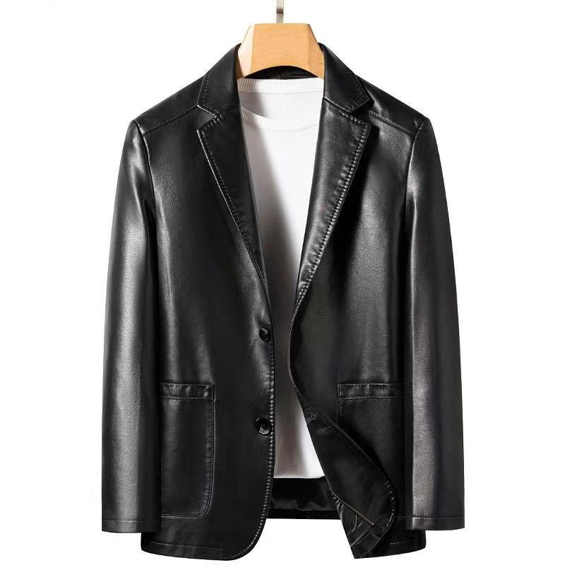 Echtes Leder Lederjacke Herren Schaf Anzug Anzug Lederjacke Frühling und Herbst dünne hochwertige Lederjacke XXXL schwarz von Joom DACH