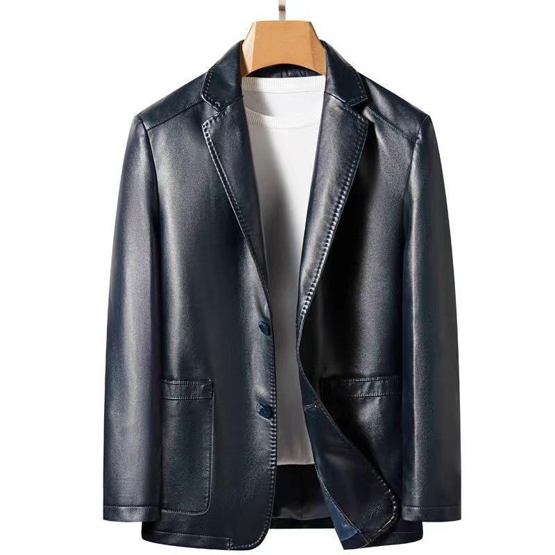 Echtes Leder Lederjacke Herren Schaf Anzug Anzug Lederjacke Frühling und Herbst dünne hochwertige Lederjacke XXXL blau von Joom DACH