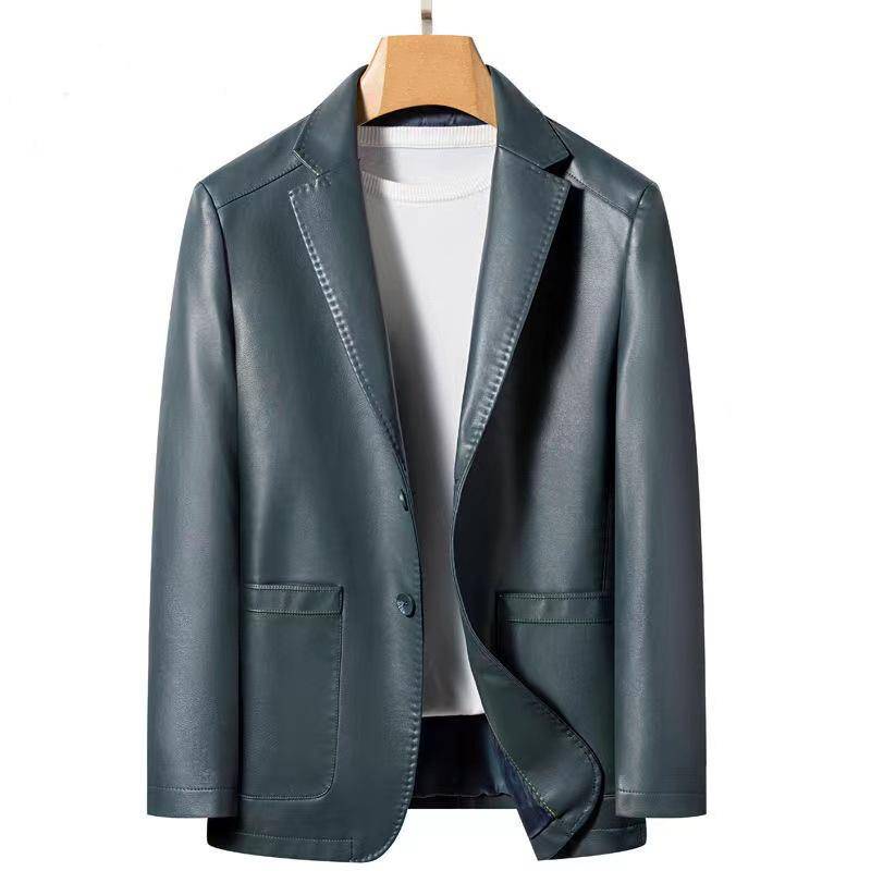 Echtes Leder Lederjacke Herren Schaf Anzug Anzug Lederjacke Frühling und Herbst dünne hochwertige Lederjacke XXXXL hellblaue von Joom DACH