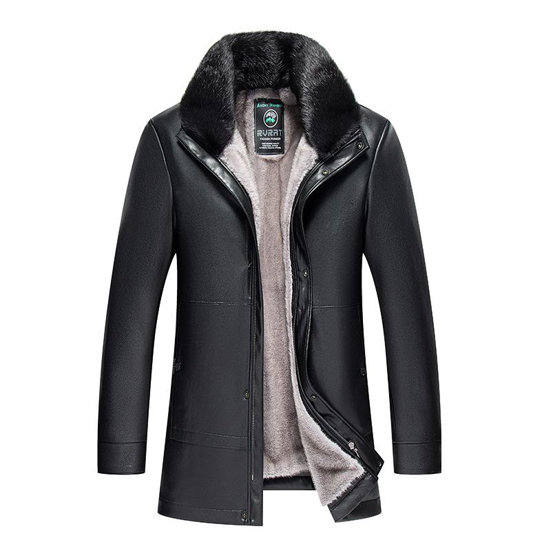 Echtes Leder Lederjacke Männer In Der Lange Abschnitt Der Pelz Als Eine Gepolsterte und Verdickte Lederjacke männer Mast Jacke XXXXL von Joom DACH
