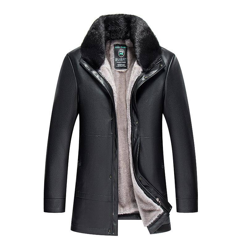 Echtes Leder Lederjacke Männer In Der Lange Abschnitt Der Pelz Als Eine Gepolsterte und Verdickte Lederjacke männer Mast Jacke XXXXL von Joom DACH