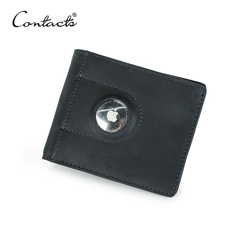 Echtes Leder Männer Brieftasche mit Airtag Slot RFID Geld Clip Kreditkarte Halter Kleine Männliche Geldbörse Münzfach blau von Joom DACH