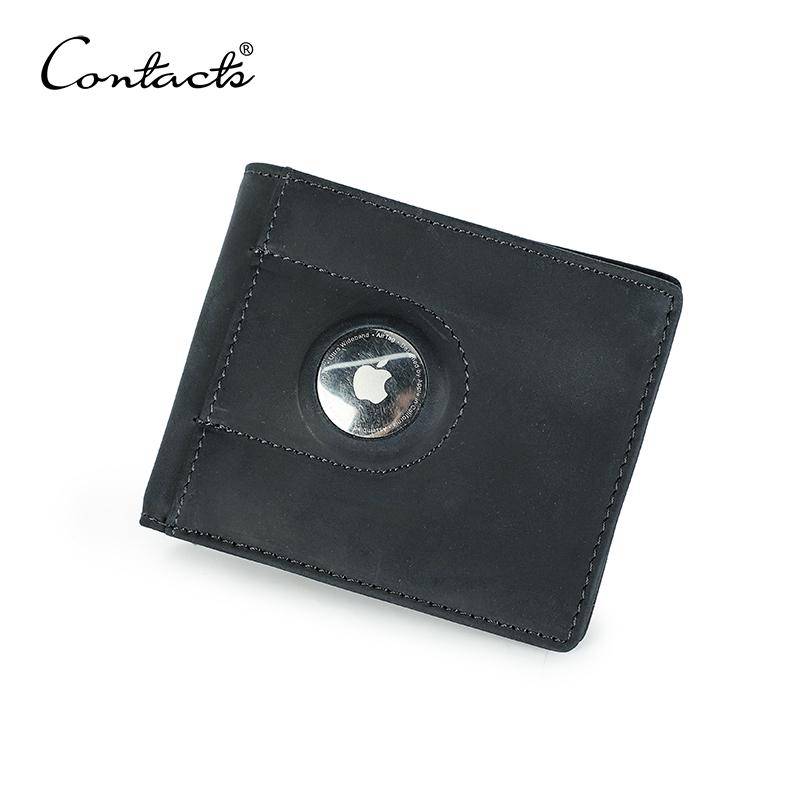 Echtes Leder Männer Brieftasche mit Airtag Slot RFID Geld Clip Kreditkarte Halter Kleine Männliche Geldbörse Münzfach blau von Joom DACH