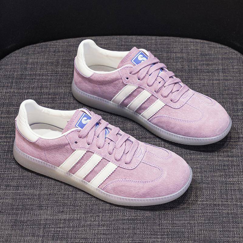 Echtes Leder Plateau Deutsche Trainingsschuhe Damen Flache Neue Weiße Schuhe Sommer Board Schuhe Trendschuhe Damen 40 violett von Joom DACH