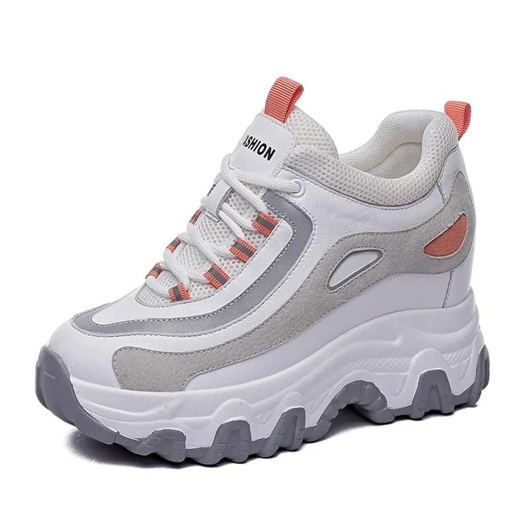 Echtes Leder Plateau Keilabsatz 9CM Versteckter Absatz Damen Freizeitschuhe Klobige Sneaker Za Ins Mode Winter Warme Sneaker Stiefel 37 orange von Joom DACH