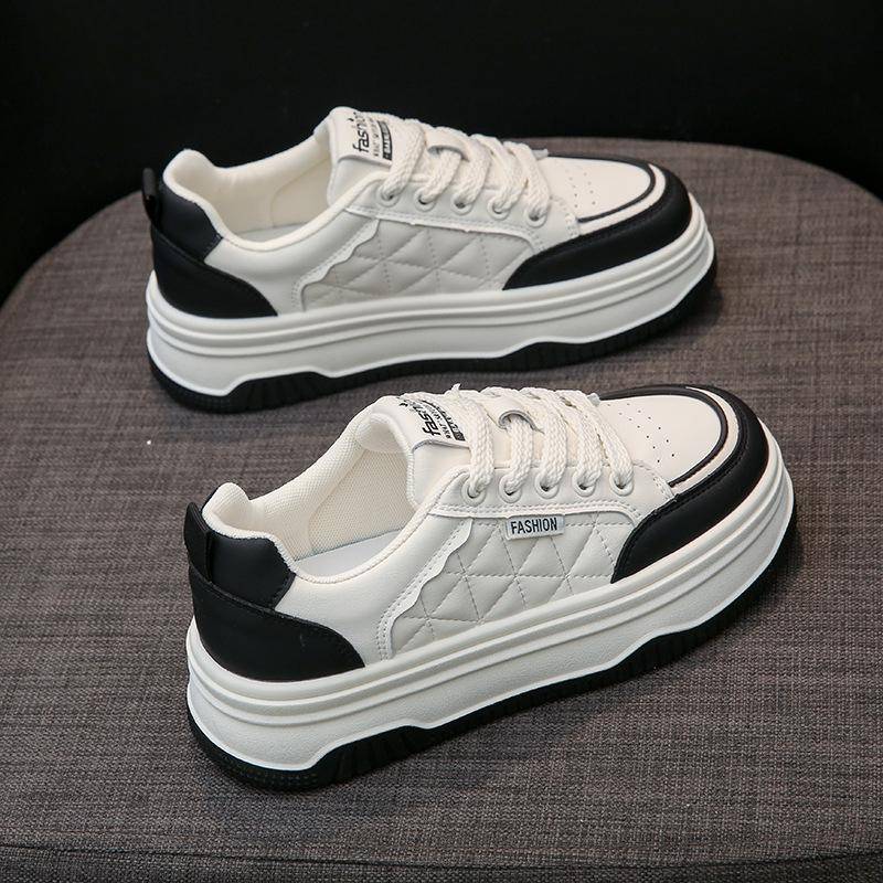 Echtes Leder Plateau Weiße Schuhe Damen Schuhe Frühling und Sommer Neu Vielseitig Höhenerhöhende Board Schuhe Casual Sneaker Damen 40 von Joom DACH