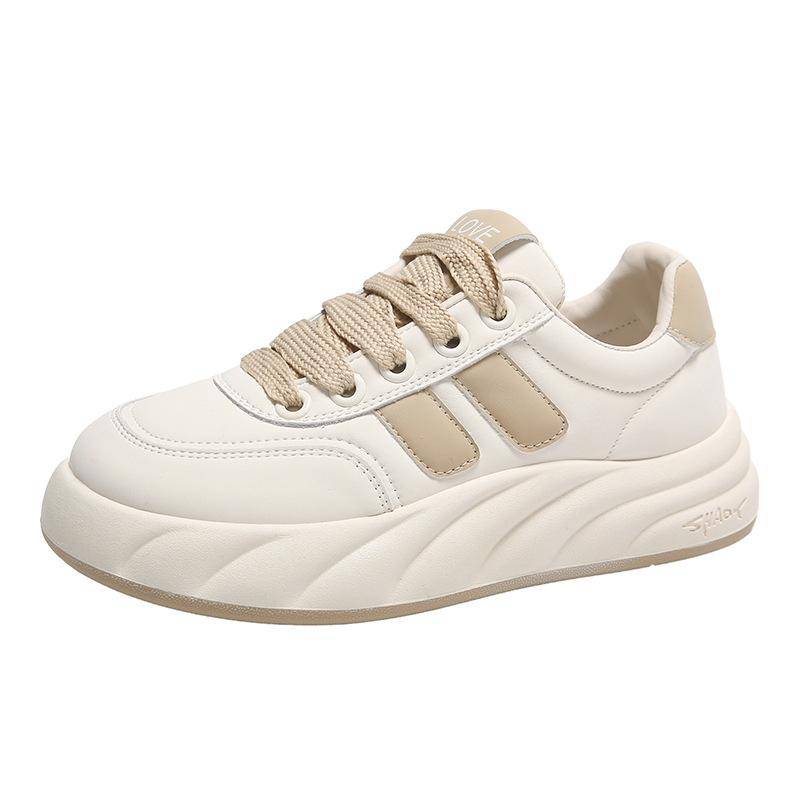 Echtes Leder Plateau Weiße Schuhe Damenschuhe Frühling Neu Höhenerhöhende Board-Schuhe Vielseitige Freizeitschuhe Damen-Sneaker 40 von Joom DACH