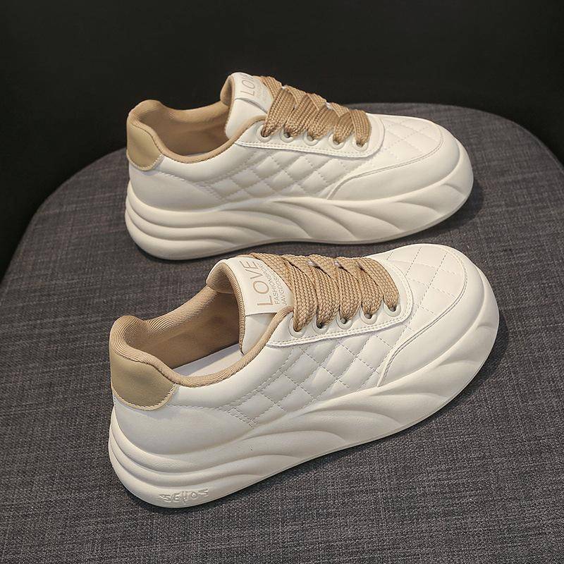 Echtes Leder Plattform Weiße Schuhe Frühjahr Neue Weiche Unterseite frauen Schuhe Casual Schuhe frauen Sneaker Höhe Zunehmende Bord Schuhe 40 von Joom DACH