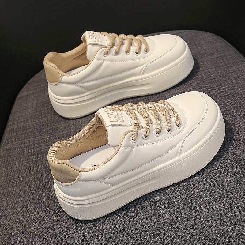 Echtes Leder Plattform Weiße Schuhe frauen Schuhe Frühjahr Neue Höhe Zunehmende Board Schuhe Vielseitige Casual Schuhe frauen Sneaker 40 von Joom DACH