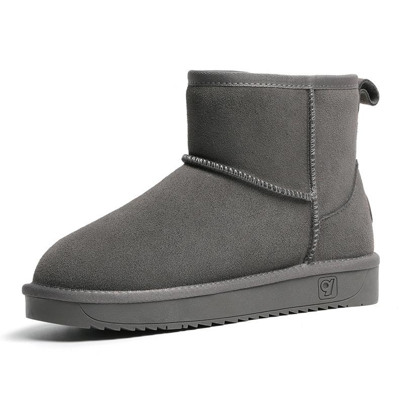 Echtes Leder Schneestiefel Damen Winter Neue Double Face Leder Kurze Student Fleece-gefüttert Verdickte Baumwolle Rutschfest Nordosten 40 von Joom DACH
