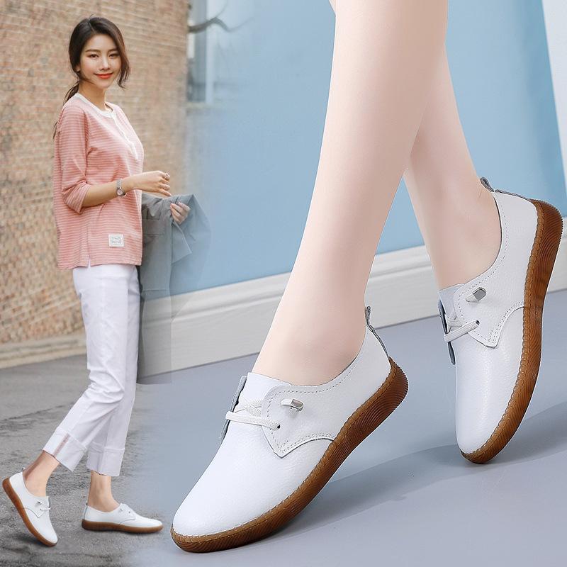 Echtes Leder Schuhe frauen 2023 Frühjahr Neue Weiche Sohle Kleine Weiße Schuhe Non-slip Mutter Schuhe Casual Kleine leder Schuhe 39 von Joom DACH