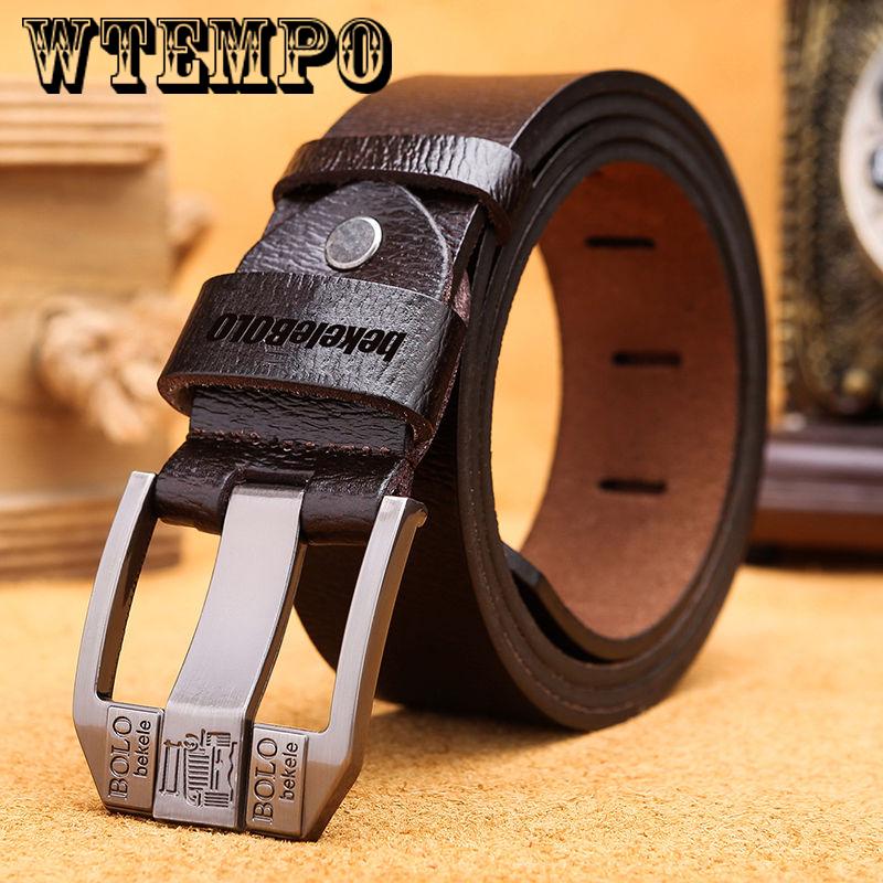 Echtes Ledergürtel für Männer Männlicher Jeansgürtel Herren Hochwertiger Casual-Hosengürtel Vintage-Dornschließe 115cm von Joom DACH