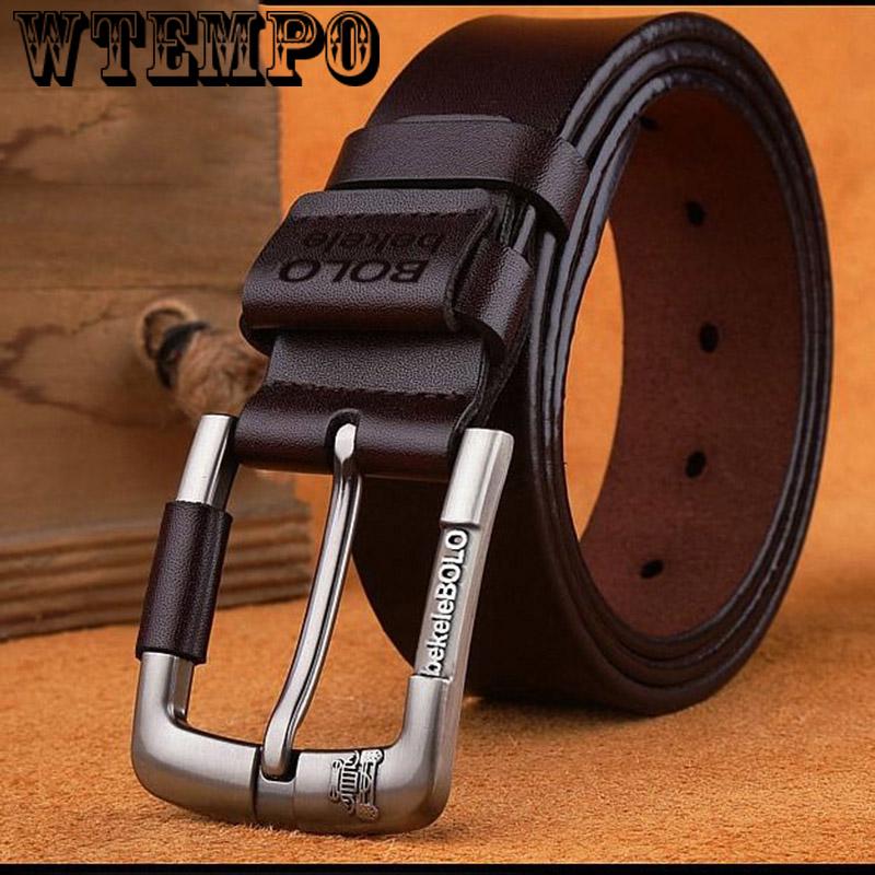 Echtes Ledergürtel für Männer Männlicher Jeansgürtel Herren Hochwertiger Casual-Hosengürtel Vintage-Dornschließe 120cm von Joom DACH