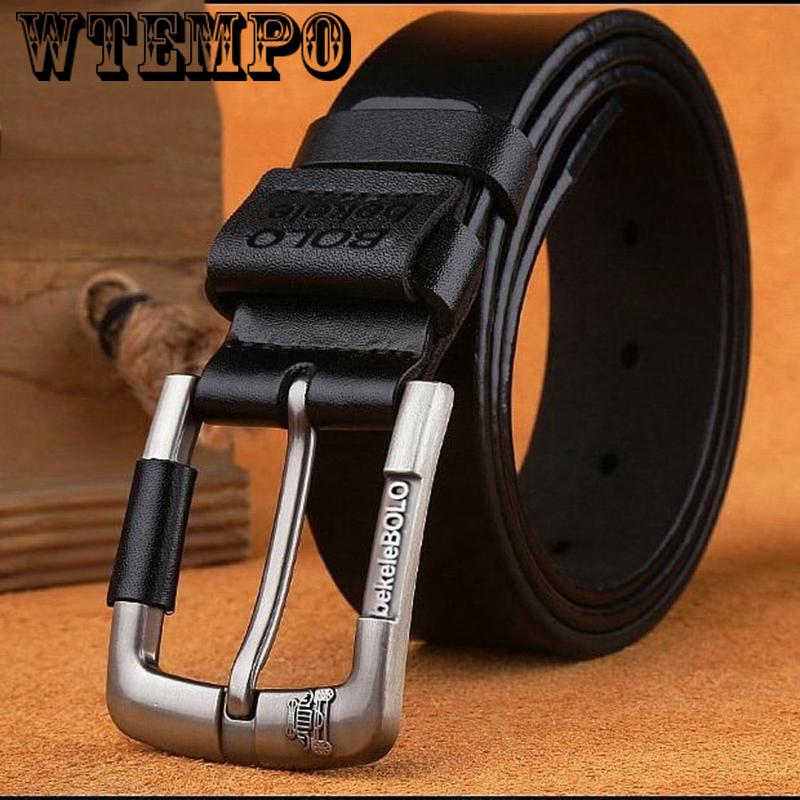 Echtes Ledergürtel für Männer Männlicher Jeansgürtel Herren Hochwertiger Casual-Hosengürtel Vintage-Dornschließe 120cm von Joom DACH