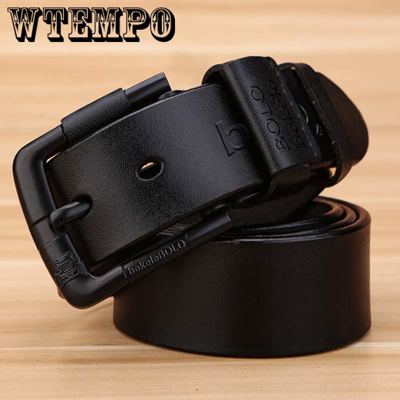Echtes Ledergürtel für Männer Männlicher Jeansgürtel Herren Hochwertiger Casual-Hosengürtel Vintage-Dornschließe 120cm von Joom DACH