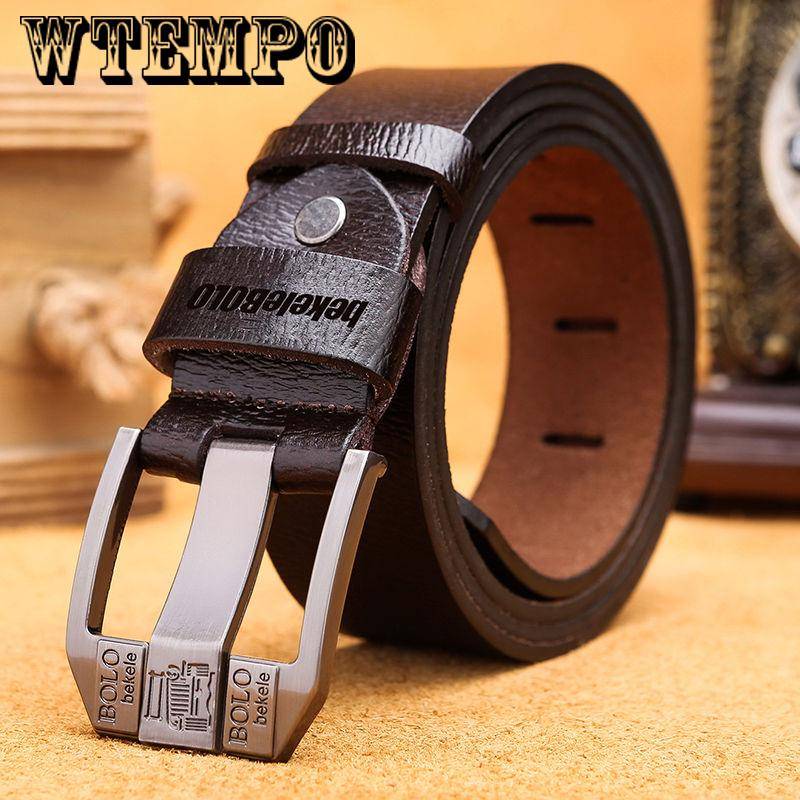 Echtes Ledergürtel für Männer Männlicher Jeansgürtel Herren Hochwertiger Casual-Hosengürtel Vintage-Dornschließe 125cm von Joom DACH