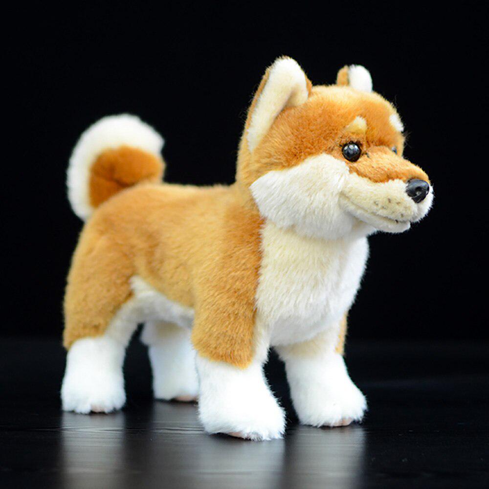 Echtes stehendes französisches Bulldoggen-Chihuahua-Plüschspielzeug, weicher, lebensechter Hund, Stofftier, Shiba Inu, für Kinder, Babys, Weihnachtsgeschenke Shiba Inu von Joom DACH