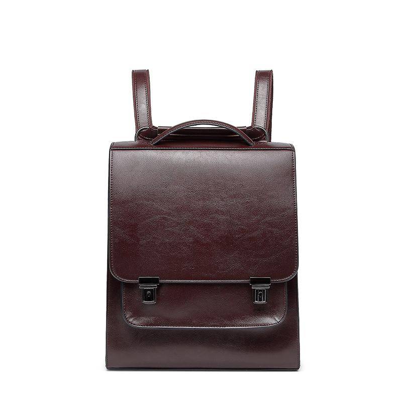 Echtleder Schlichter Vintage-Rucksack Damen All-in-One-Tasche Modischer Rucksack im Art-House-Stil kaffeebraun von Joom DACH