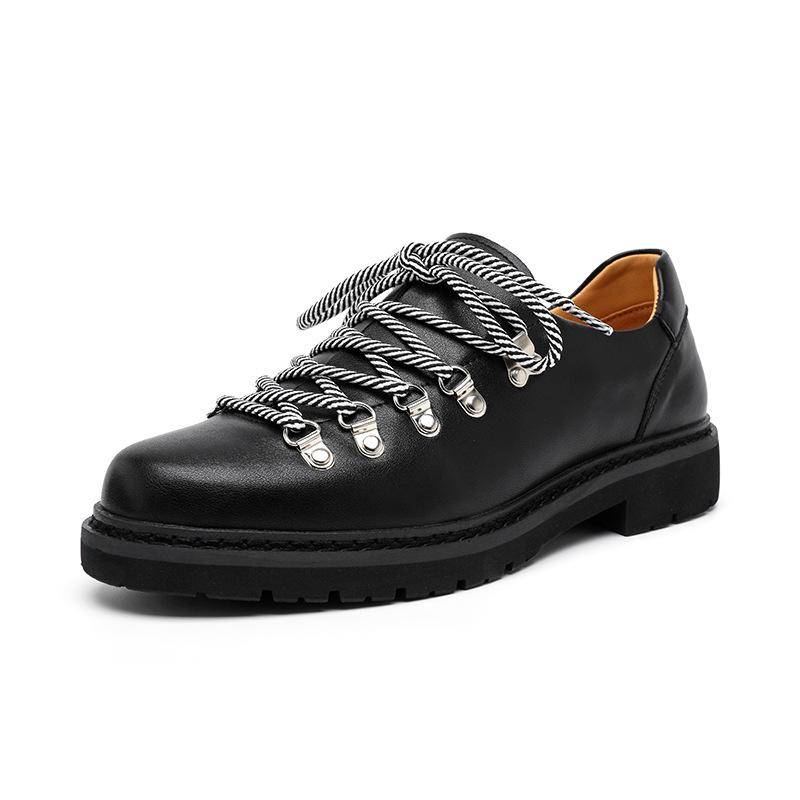 Echtschuhe Herren Derbys Flach Marke Herrenschuhe Schwarze Schuhe Cooler Junger Mann Modestil Übergröße 45 45 schwarz von Joom DACH