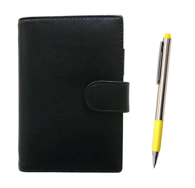 Eco B7 Rindsleder Mini System Notizbuch Schwarz FB325 Aluminium Straight Knock Kugelschreiber Set Gelb T23-LS002B-FB325-Y gelb von Joom DACH
