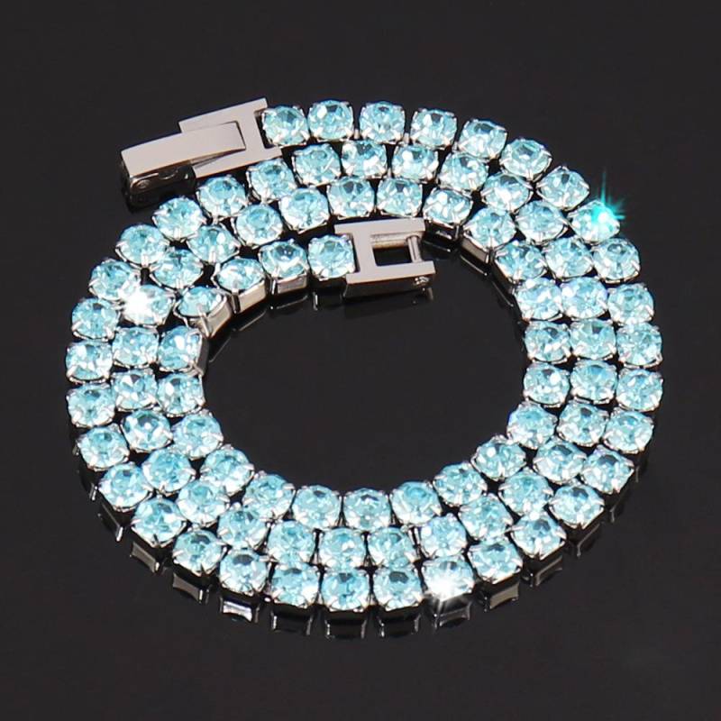 Edelstahl 4mm Zirkon Tennis Halskette Einfache Farbe Diamant Krappenkette Halskette Herren- und Damenschmuck 40cm von Joom DACH