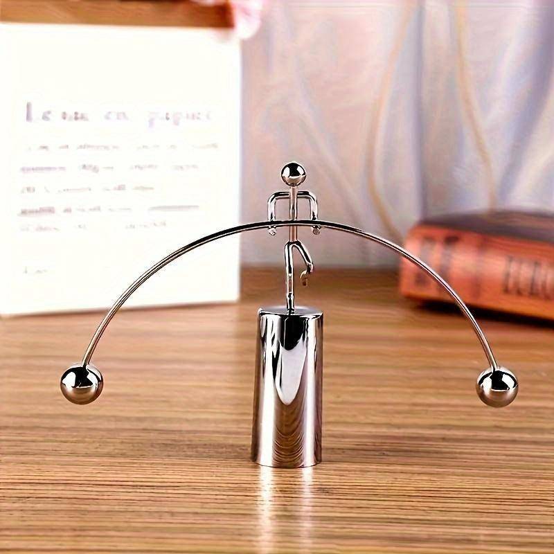 Edelstahl Balance Skulptur für Desktop Büro Dekoration Dynamische Erhebungsstatue, Einzigartiges Sammlerstück Geschenk, Multifunktional Innen/Außen silber von Joom DACH