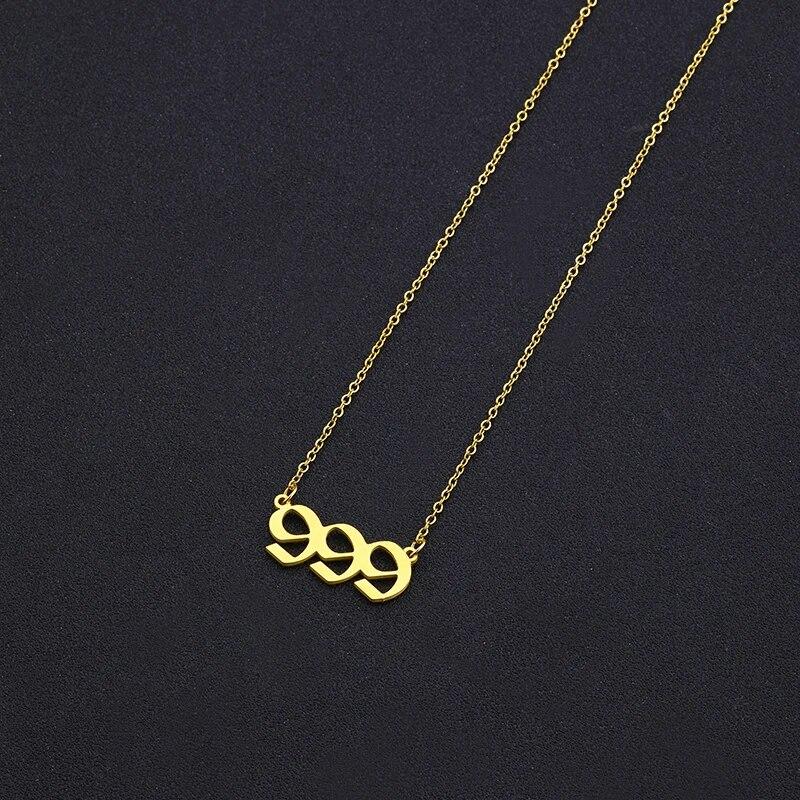 Edelstahl Engel Nummer Halskette 111 222 333 444 555 666 777 888 999 Für Frauen Männer Glück Nummer Kette Halsketten Schmuck gold 9 von Joom DACH