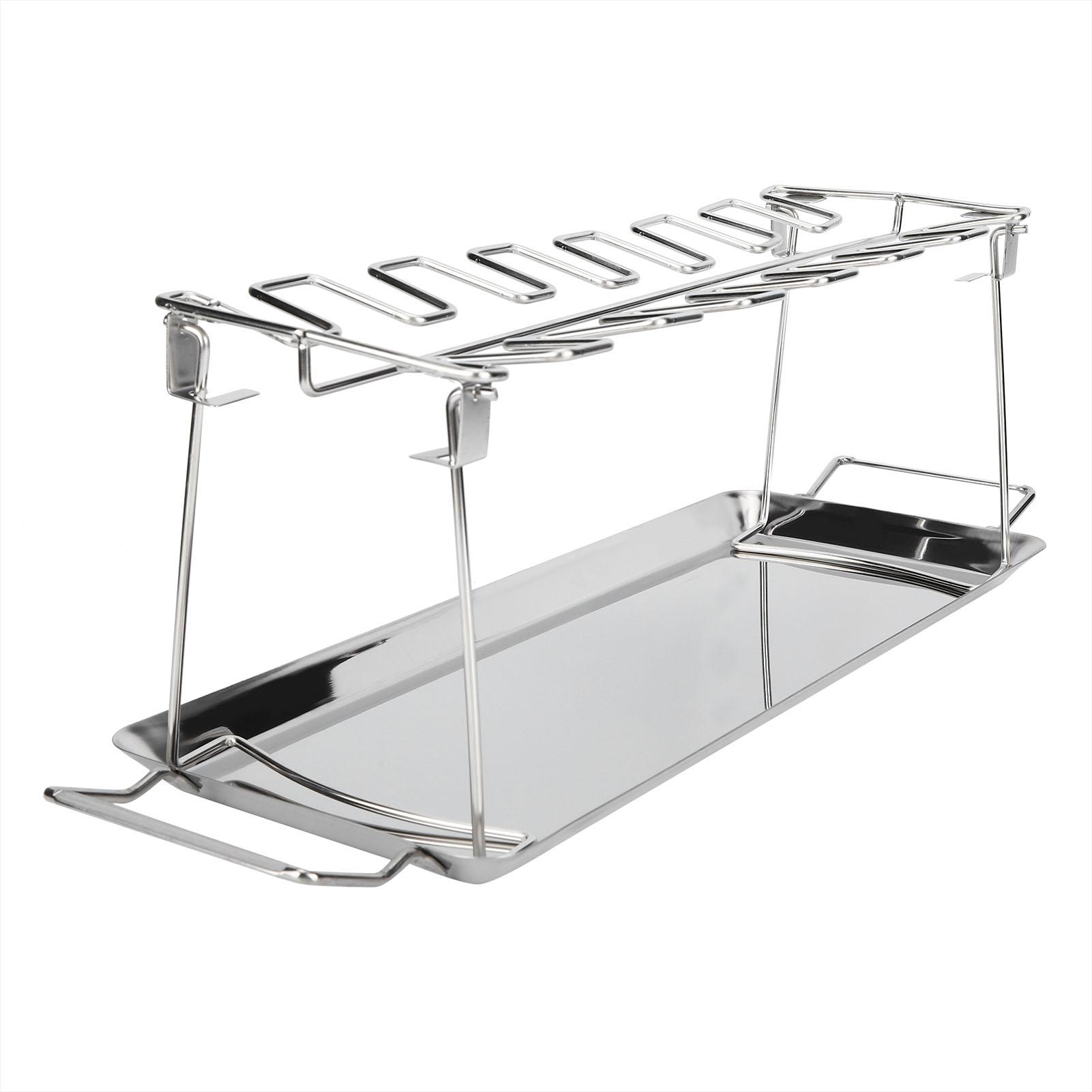 Edelstahl Faltbarer BBQ Hähnchenschenkel Grillrost Bräter mit Abtropfschale Barbecue Zubehör von Joom DACH