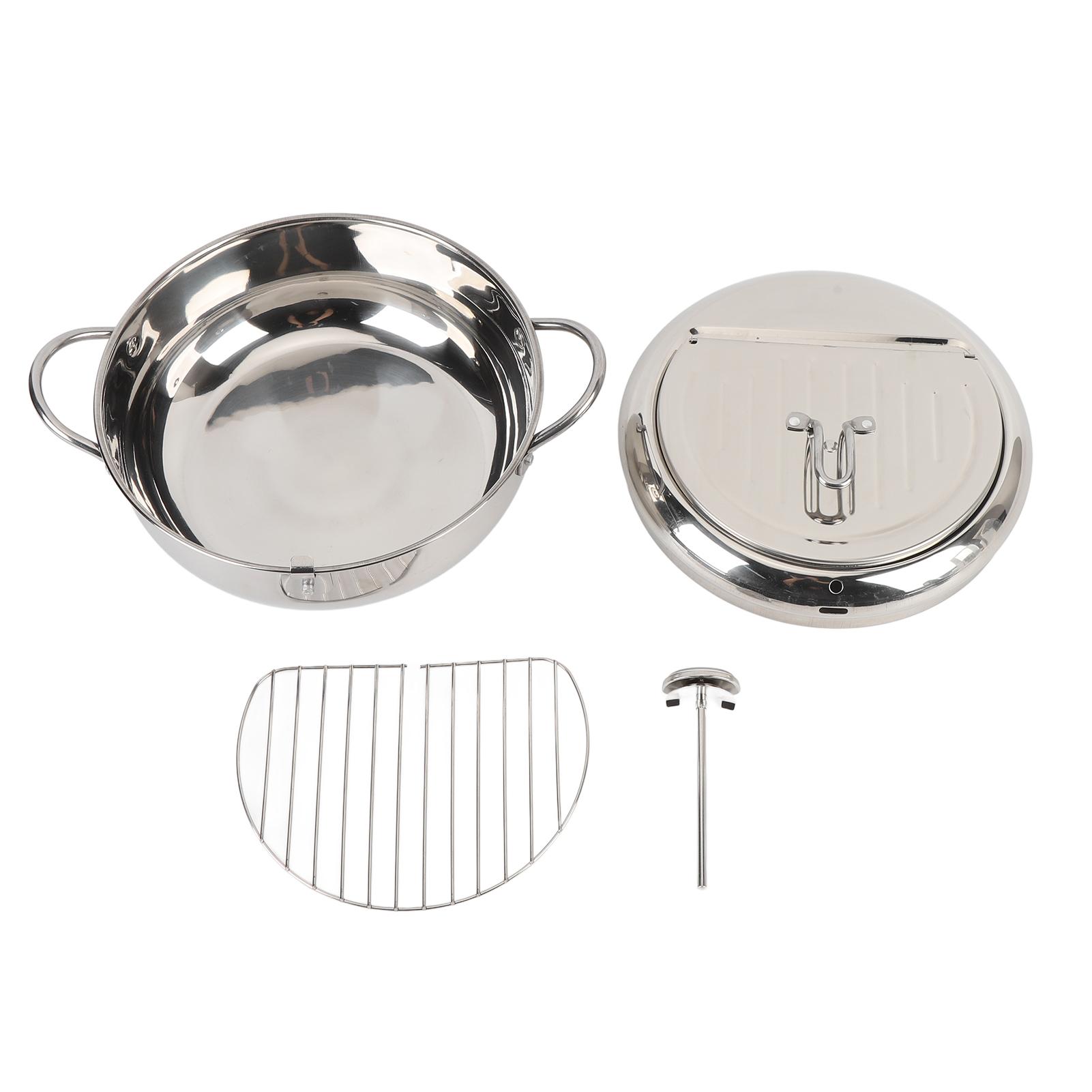 Edelstahl Friteuse Topf mit Thermometer Deckel Öl Tropf Abtropffläche Rack Multifunktionale Frittieren L von Joom DACH