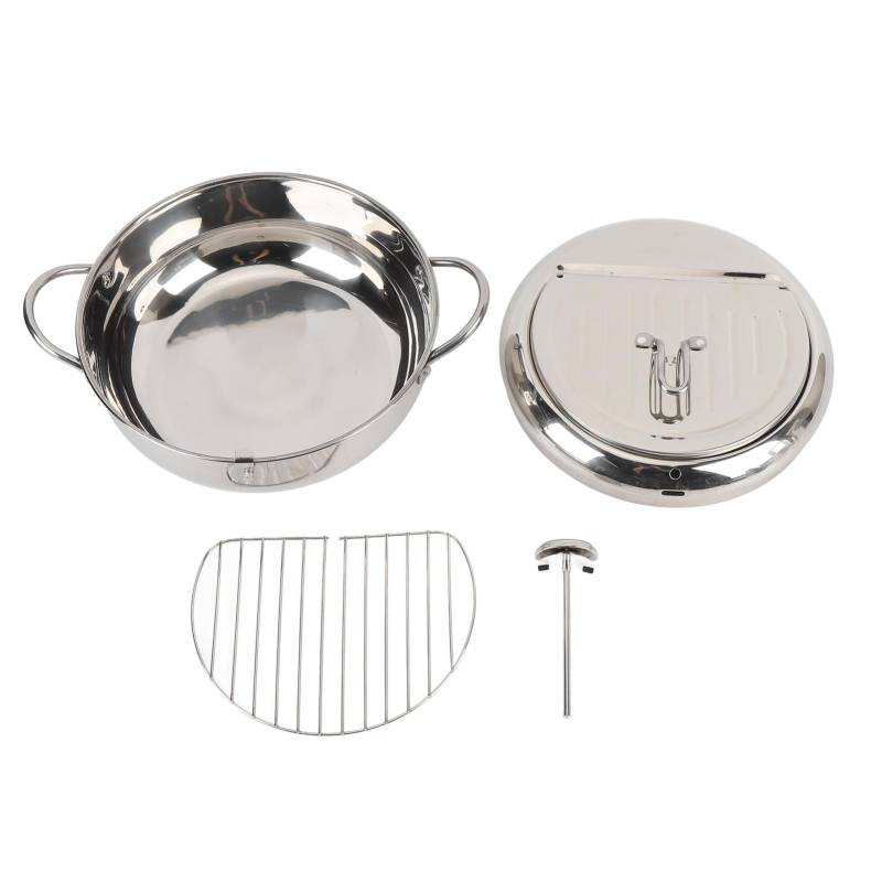 Edelstahl Friteuse Topf mit Thermometer Deckel Öl Tropf Abtropffläche Rack Multifunktionale Frittieren L von Joom DACH