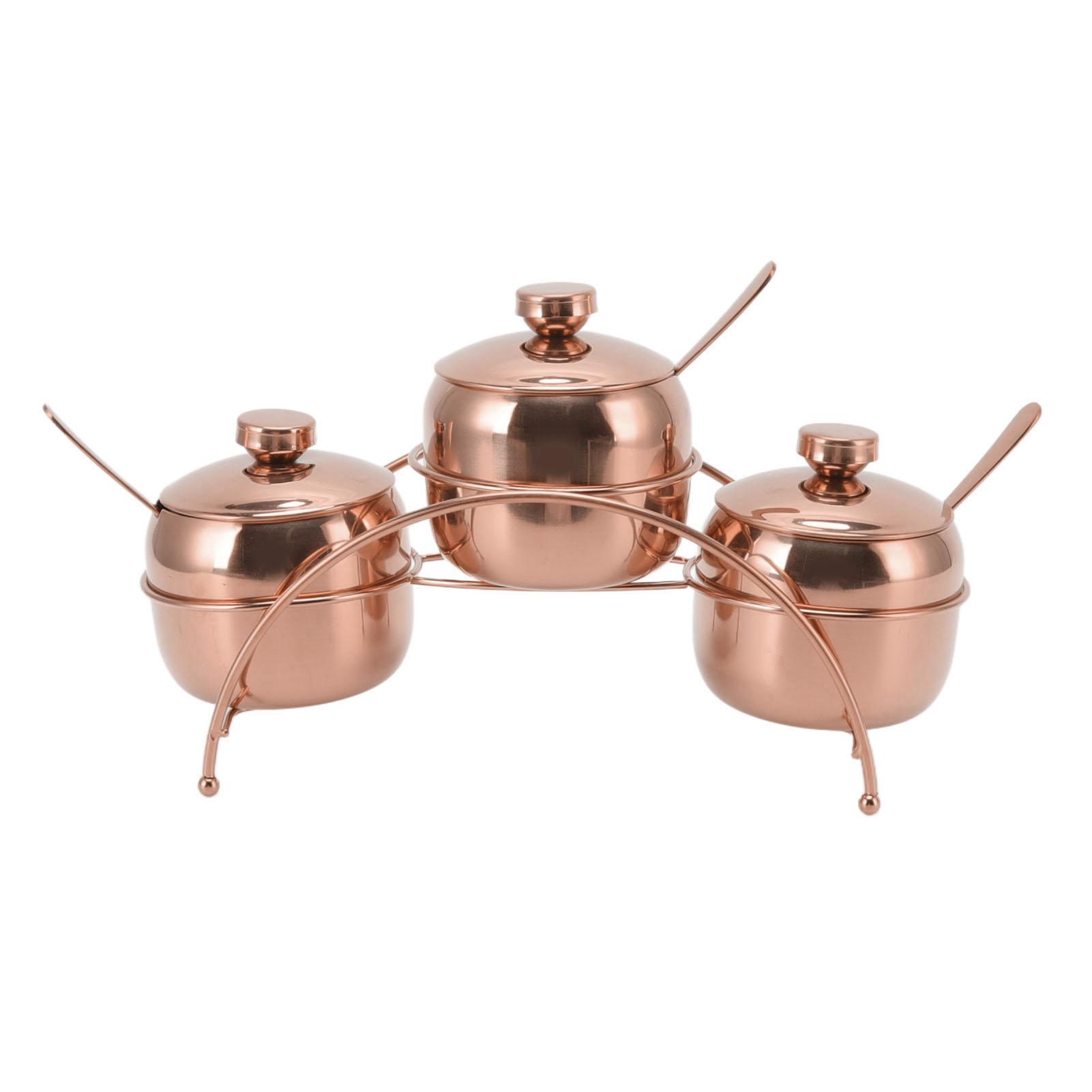 Edelstahl Gewürzglas Set Salz und Pfeffer Zuckerdose mit Deckel und Löffel Küchenwürzung rose gold von Joom DACH