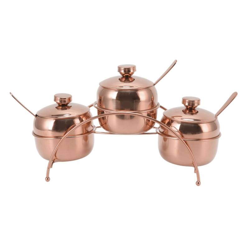 Edelstahl Gewürzglas Set Salz und Pfeffer Zuckerdose mit Deckel und Löffel Küchenwürzung rose gold von Joom DACH