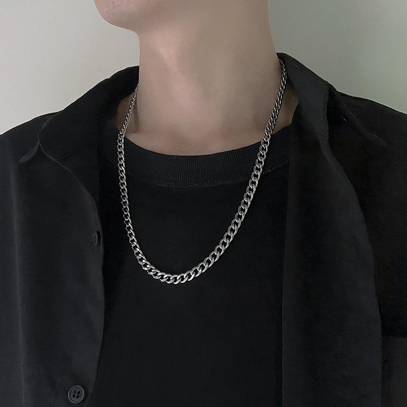 Edelstahl-Kettenhalsketten für Damen und Herren, lange Hip-Hop-Halskette am Hals, Modeschmuck, Accessoires, Freunde, Geschenke Length 50cm width 5mm von Joom DACH