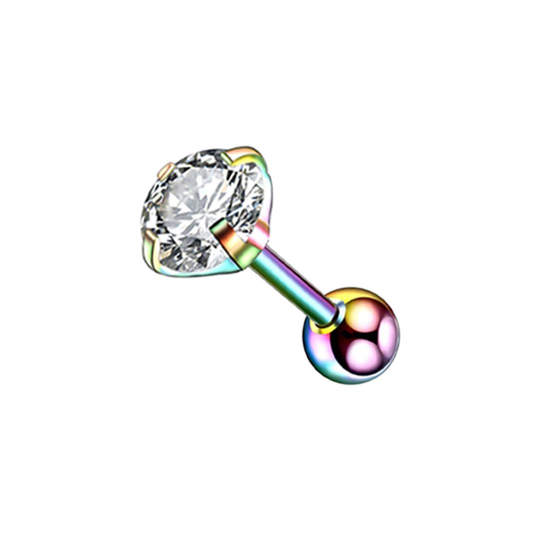 Edelstahl Knorpel Zirkon Für Frauen Männer Kristall Ohrringe Ohrstecker 4 Prong Piercing Schmuck Medizinische Tragus Zubehör 4mm bunt von Joom DACH